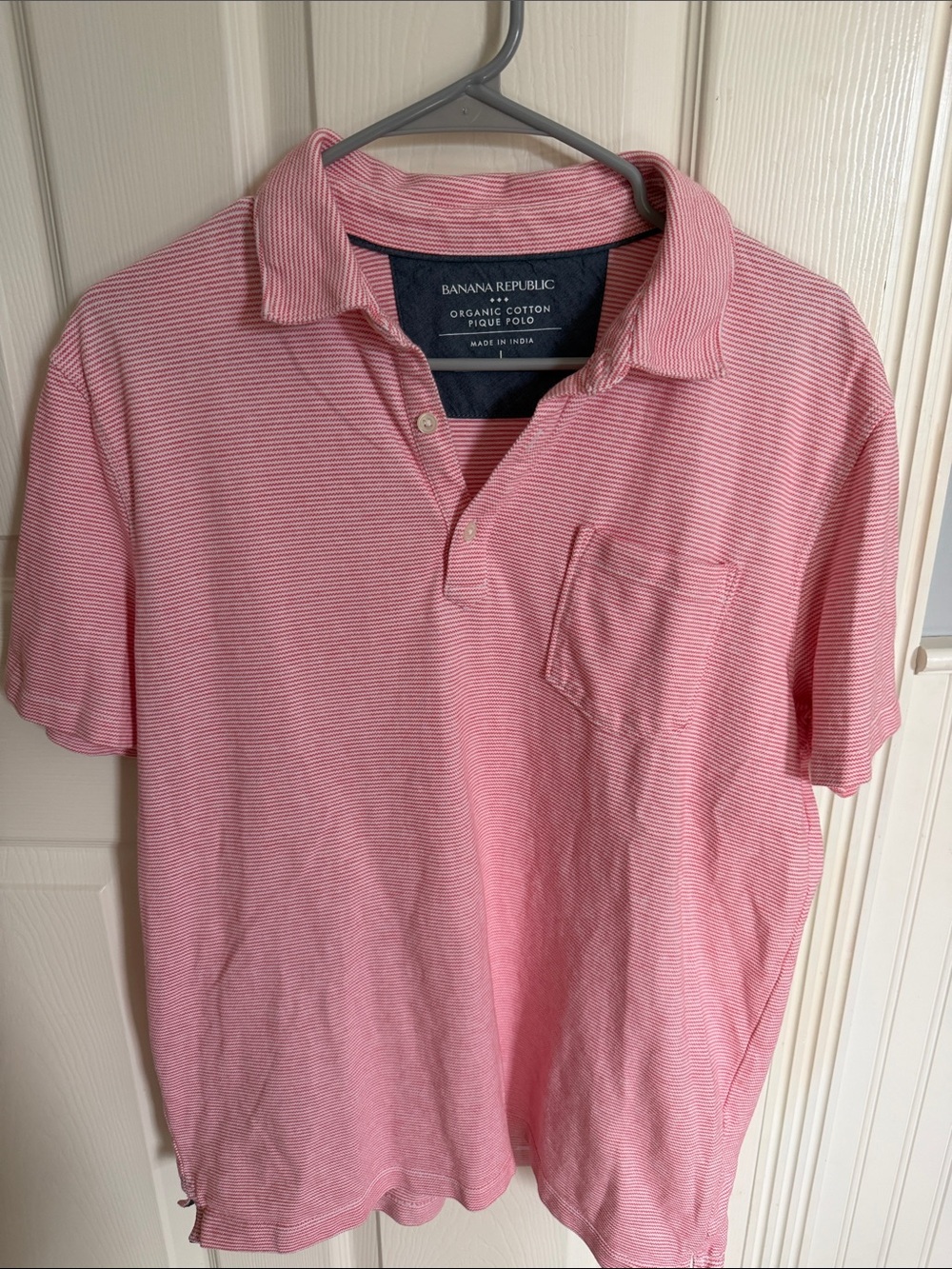 Banana Republic Pink Micro-Striped Pique Polo